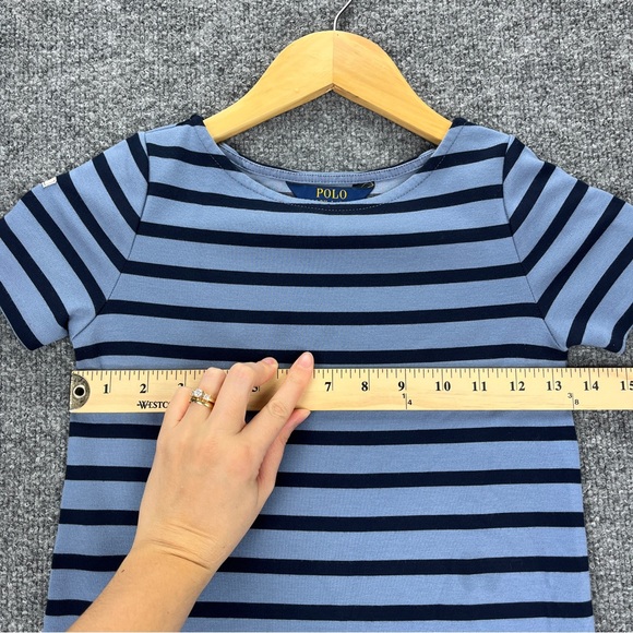 Polo Ralph Lauren Girls Striped Stretch Ponte Dress Small 7 Short Sleeve - Picture 7 of 8